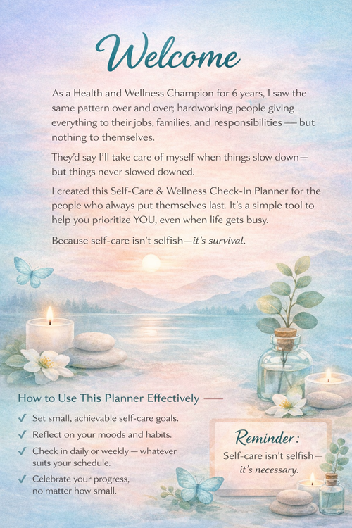 Self-Care & Wellness Check-In Planner - Printable PDF