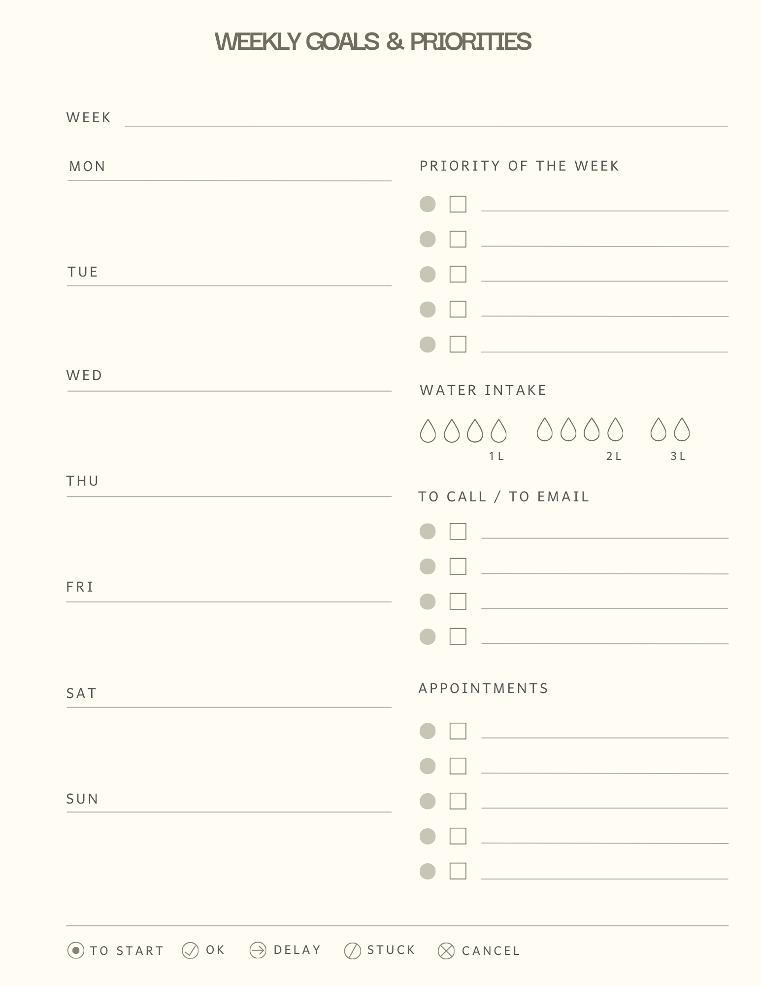 Weekly Productivity Dashboard Planner