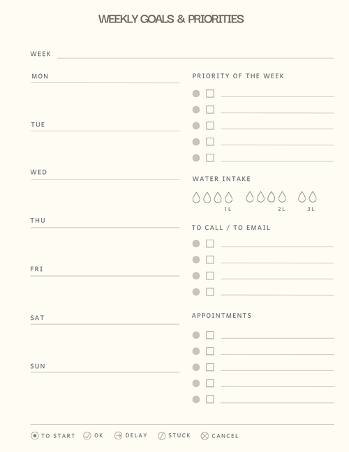 Weekly Productivity Dashboard Planner